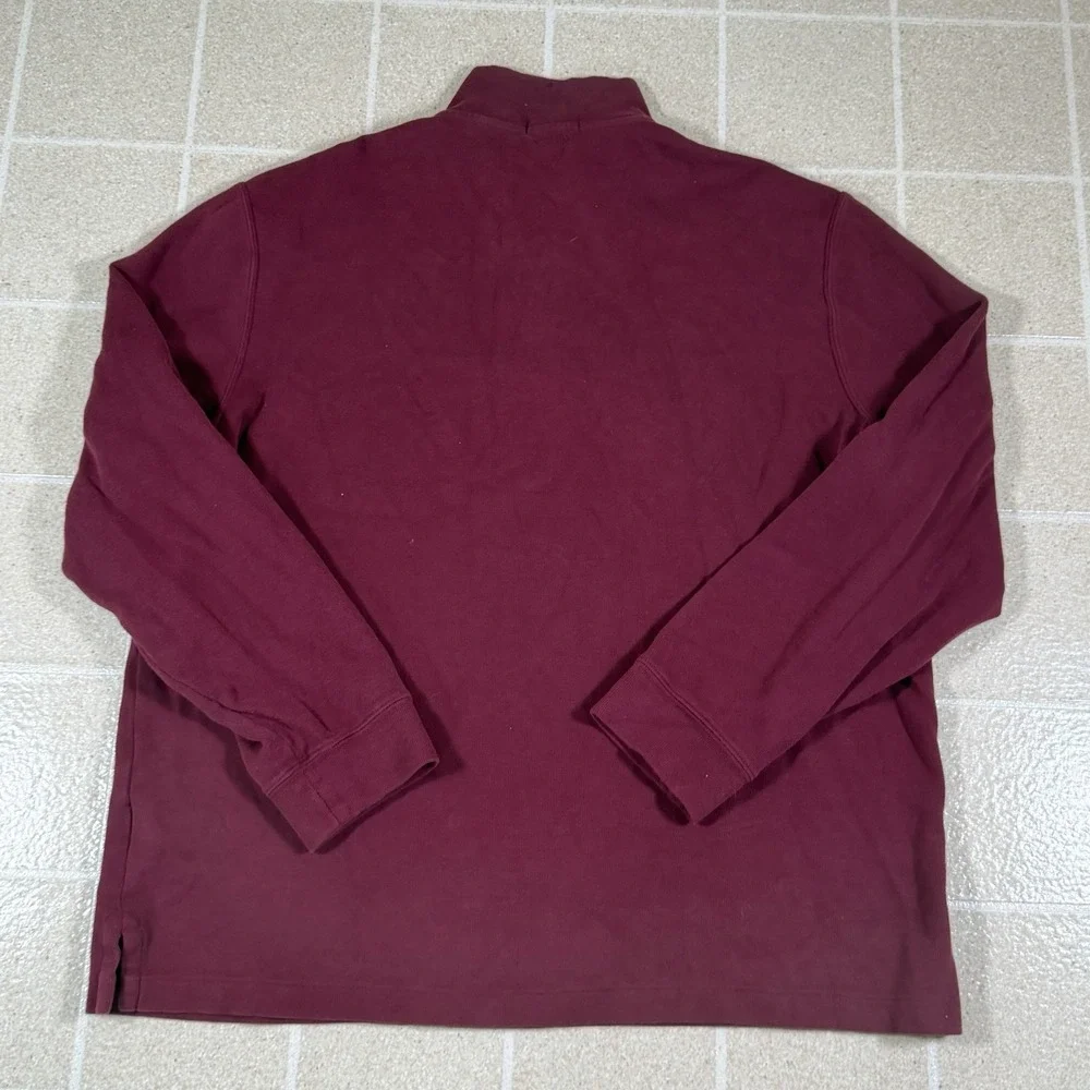Polo Ralph Lauren Estate Rib Cotton Red 1/4 Quarter Zip Sweater XL Soft Cotton
